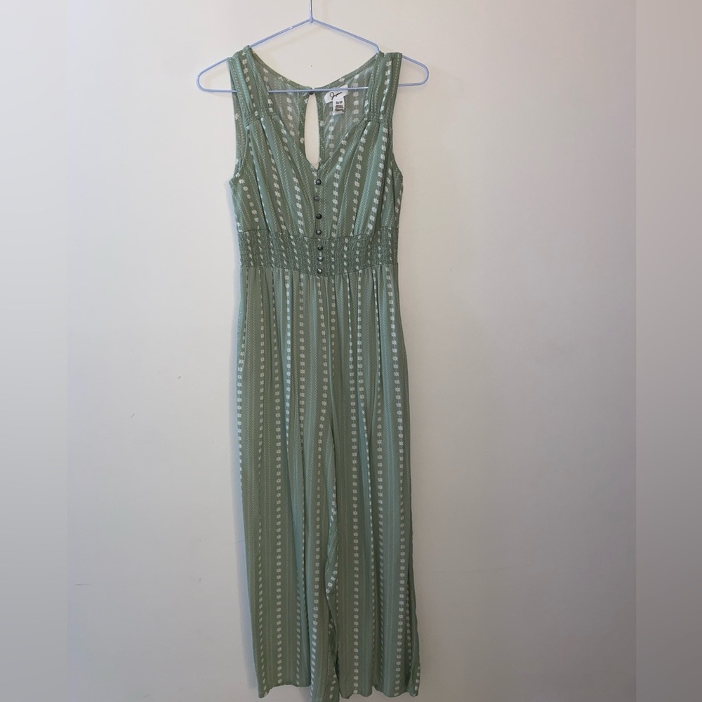 Japna Green Striped Sleeveless Jumpsuit